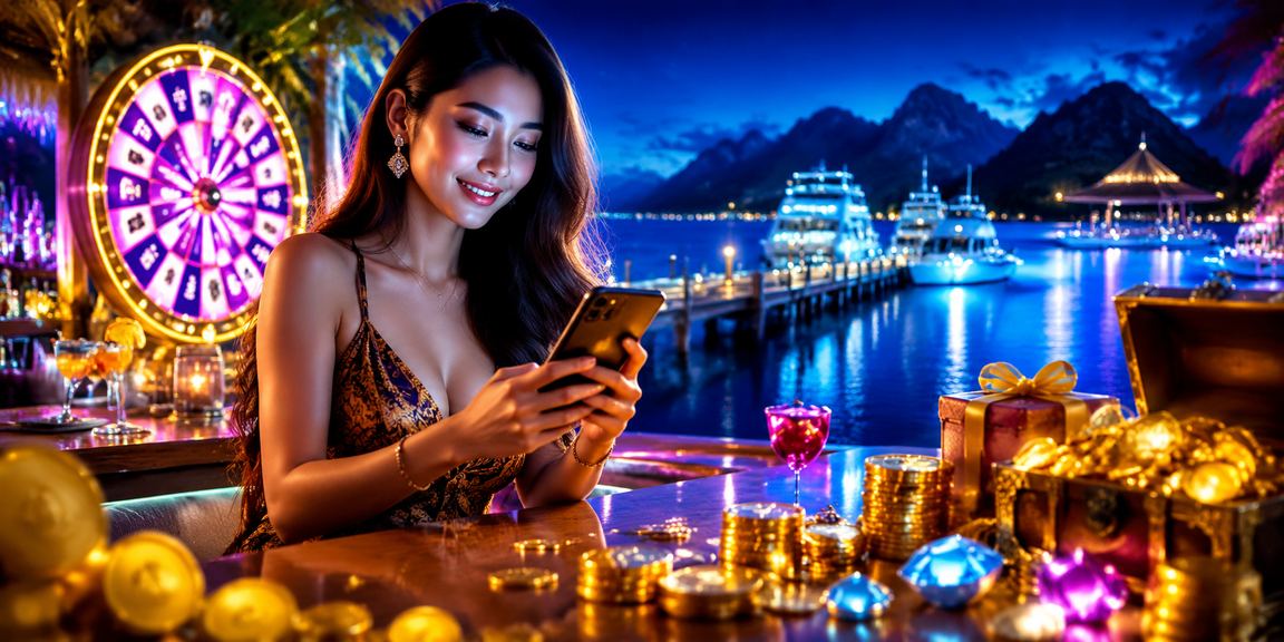 Meja roulette dengan cahaya neon yang menampilkan suasana permainan kasino yang intens